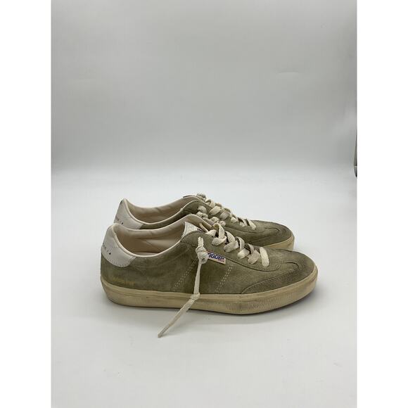 Golden Goose 'Soul-Star' Tan Leather Distressed Leather-Trimmed Suede Sneakers - Picture 2 of 5